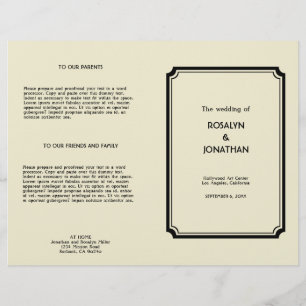 Art déco rétro Hollywood programme de mariage glam