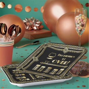 Art Deco Retro New Year's Eve Prohibition Bar Paper Plate