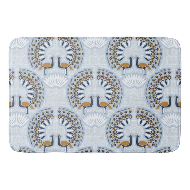 Art Deco retro Peacock Bath Mat (Front)