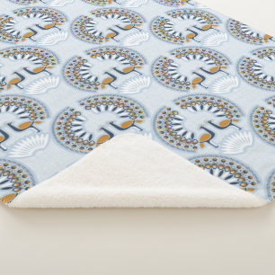 Art Deco retro Peacock Sherpa Blanket