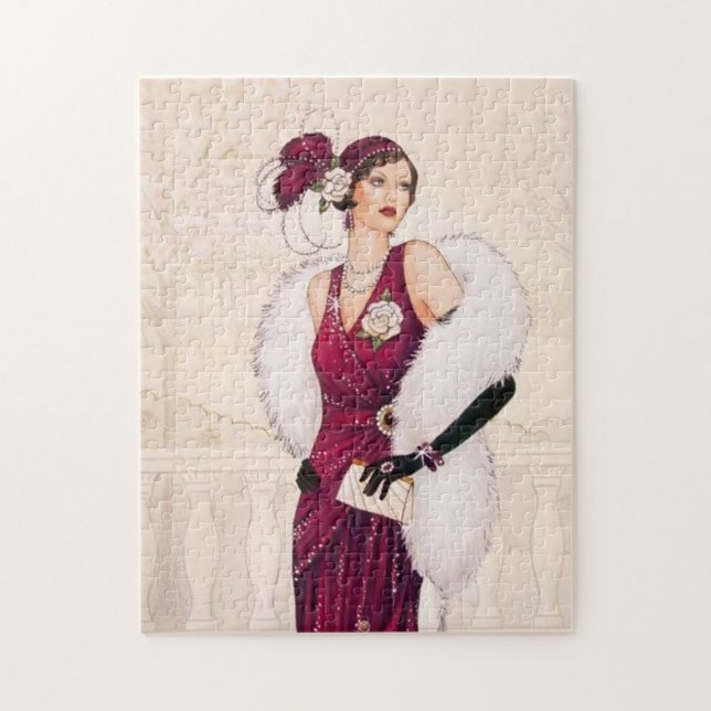 art deco retro vintage Christmas lady Jigsaw Puzzle (Vertical)