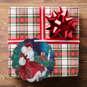Art Deco retro vintage Christmas lady Ornament Card