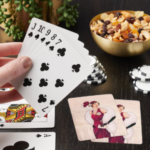 art Deco retro vintage Christmas lady Playing Cards