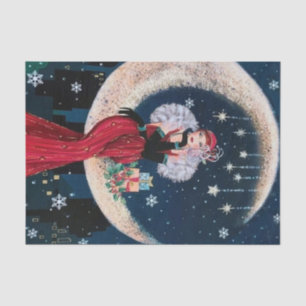 art deco retro vintage Christmas lady  Tissue Paper