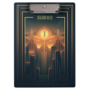 Art Deco Retro Vintage Classic 1920s Black & Gold Clipboard