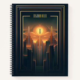 Art Deco Retro Vintage Classic 1920s Black & Gold Notebook