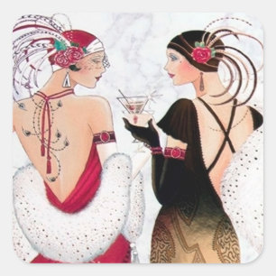 Art déco rétro vintage dames autocollant de Noël