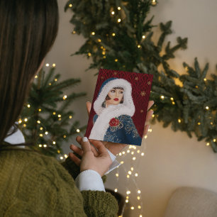 Art deco retro vintage lady Christmas Holiday Card