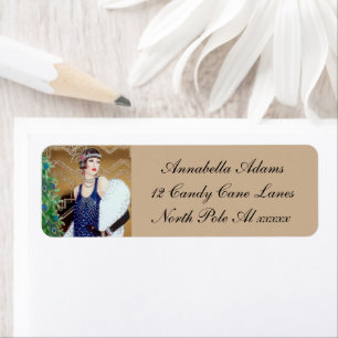 Art Deco Retro vintage lady Label