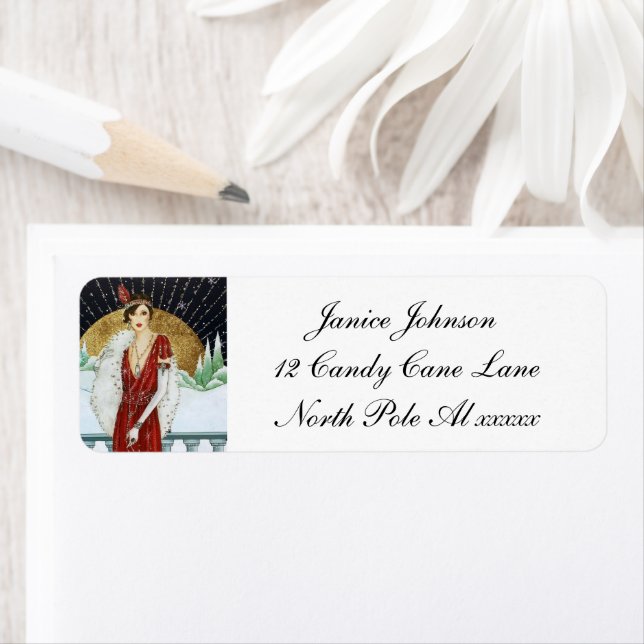 Art Deco Retro vintage lady  Label (Insitu)