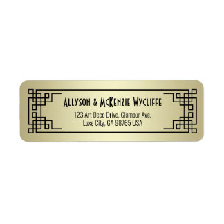 Art Deco Return Address Champagne Gold Gatsby Glam