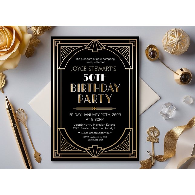 Art Déco Roaring 20s Anniversaire Invitation (Créateur téléchargé)
