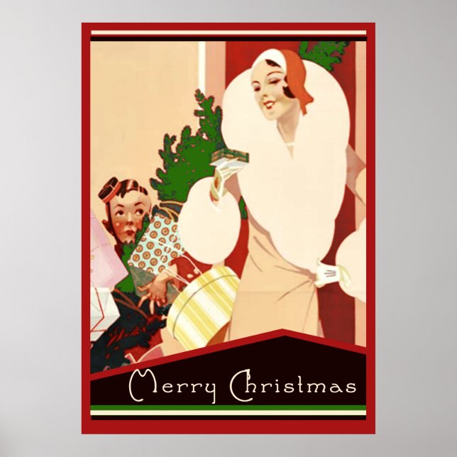 Art Deco Roaring Twenties Christmas Holiday Poster (Front)