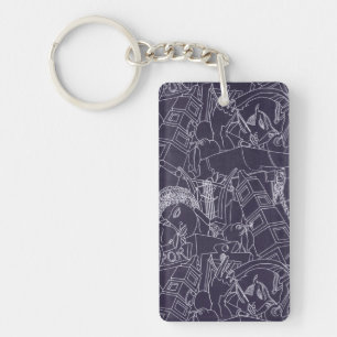 Art Deco Roman SPQR Dark Purple Aesthetic Art Keychain
