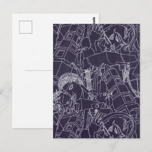 Art Deco Roman SPQR Dark Purple Aesthetic Art Postcard