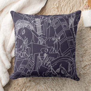 Art Deco Roman SPQR Dark Purple Aesthetic Art Throw Pillow