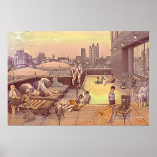Art Déco Rooftop Chillout Poster