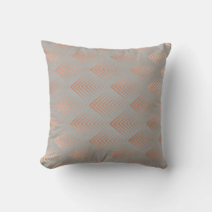 Art Deco Rose God Copper Grey Geometric Arrows Throw Pillow