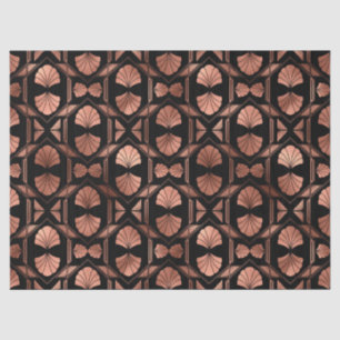 Art Deco Rose Gold Shells on Black Decoupage Tissue Paper