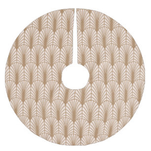 Art Deco Rose: Golden Peacock Feathers Brushed Polyester Tree Skirt