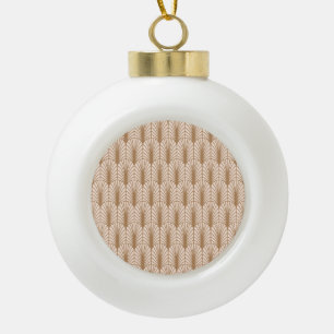 Art Deco Rose: Golden Peacock Feathers Ceramic Ball Christmas Ornament