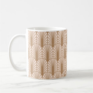 Art Deco Rose: Golden Peacock Feathers Coffee Mug