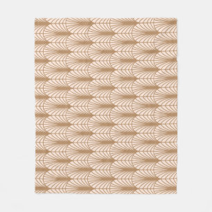 Art Deco Rose: Golden Peacock Feathers Fleece Blanket