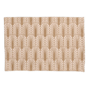 Art Deco Rose: Golden Peacock Feathers Pillowcase