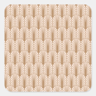 Art Deco Rose: Golden Peacock Feathers Square Sticker