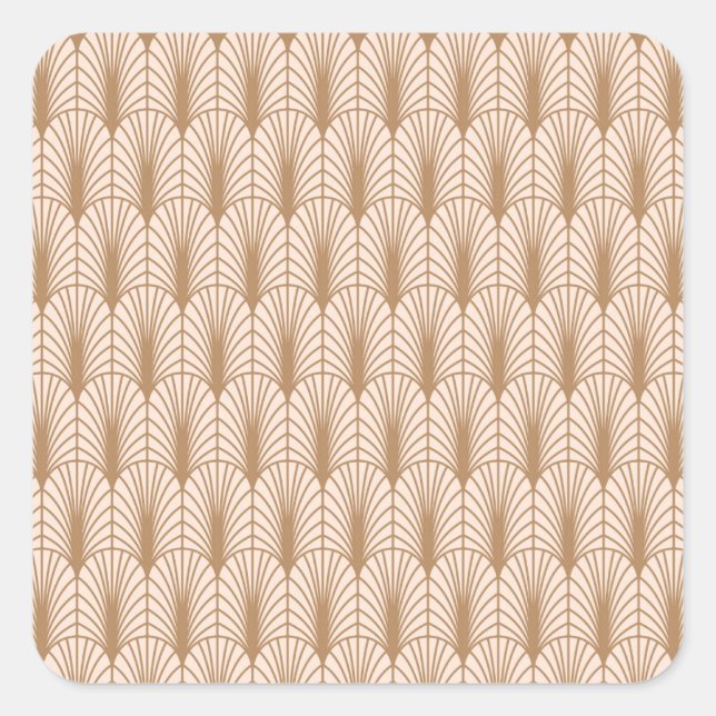 Art Deco Rose: Golden Peacock Feathers Square Sticker (Front)