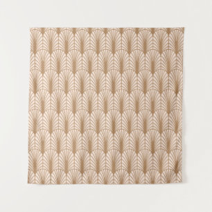 Art Deco Rose: Golden Peacock Feathers Tapestry