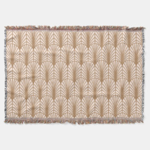 Art Deco Rose: Golden Peacock Feathers Throw Blanket