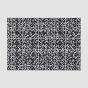 Art Deco Rose Squares Stylized Floral black white Tissue Paper