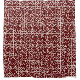 Art Deco Rose Squares Stylized Floral deep red