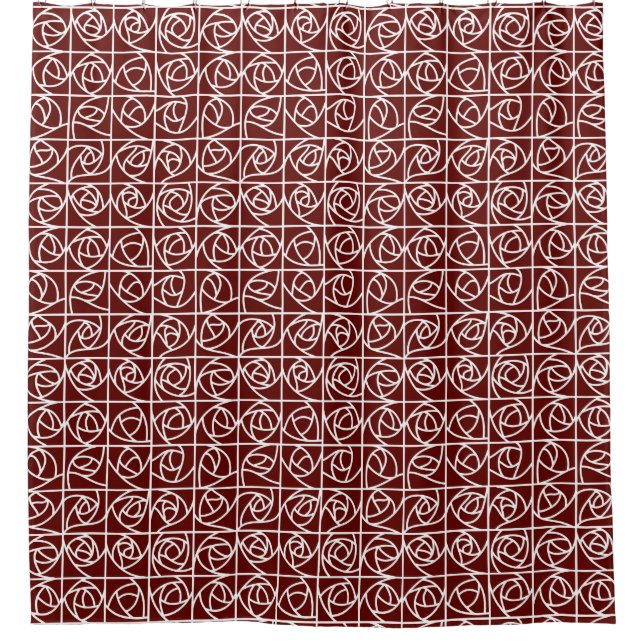 Art Deco Rose Squares Stylized Floral deep red (Front)