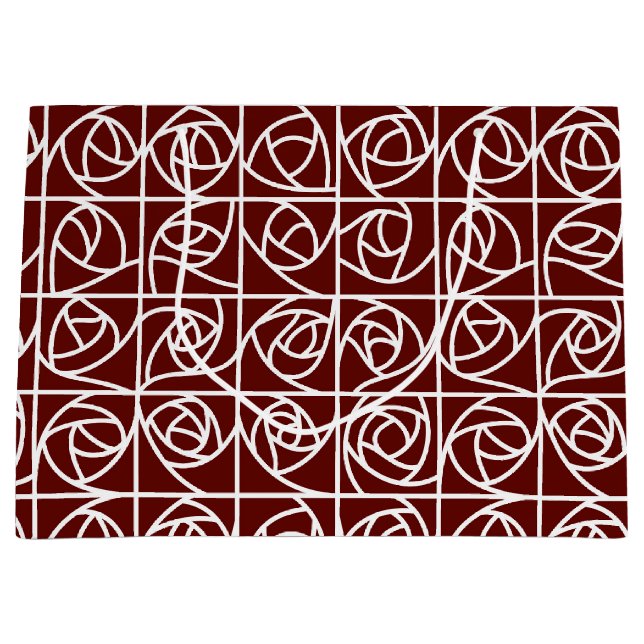 Art Deco Rose Squares Stylized Floral deep red Large Gift Bag (Front)