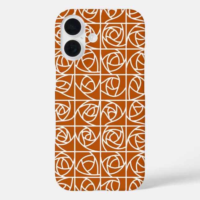 Art Deco Rose Squares Stylized Floral orange Case-Mate iPhone Case (Back)