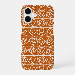 Art Deco Rose Squares Stylized Floral orange iPhone 16 Case