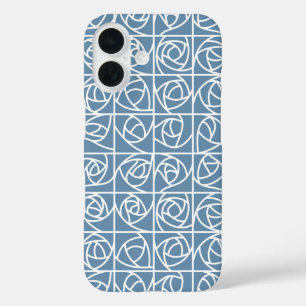 Art Deco Rose Squares Stylized Floral pale blue iPhone 16 Case