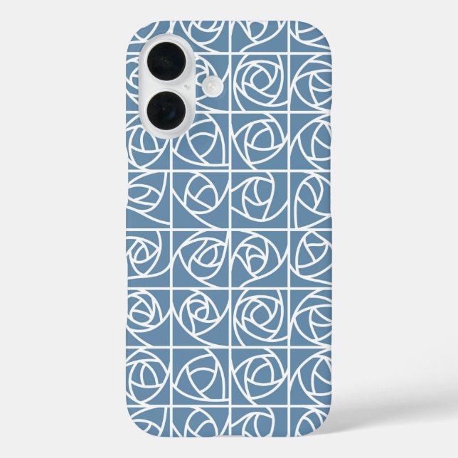 Art Deco Rose Squares Stylized Floral pale blue Case-Mate iPhone Case (Back)