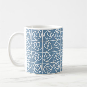 Art Deco Rose Squares Stylized Floral pale blue Coffee Mug