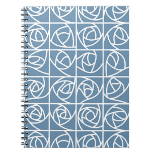 Art Deco Rose Squares Stylized Floral pale blue Notebook