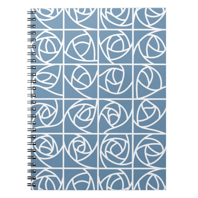 Art Deco Rose Squares Stylized Floral pale blue Notebook (Front)