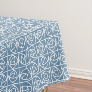 Art Deco Rose Squares Stylized Floral pale blue Tablecloth
