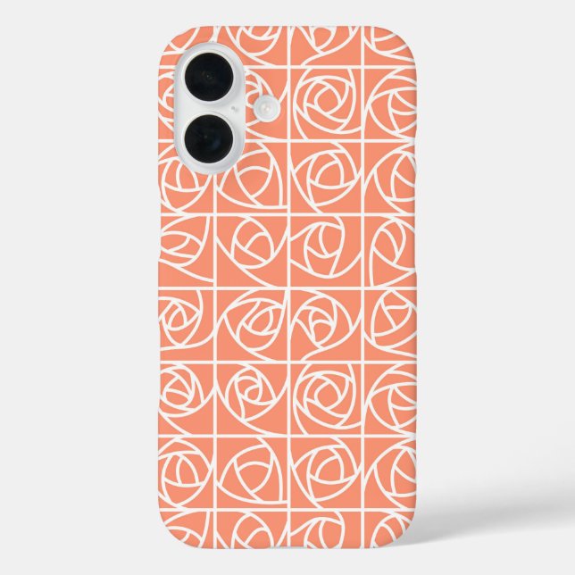 Art Deco Rose Squares Stylized Floral peach Case-Mate iPhone Case (Back)