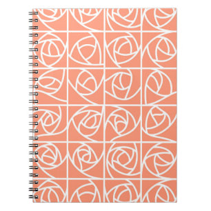Art Deco Rose Squares Stylized Floral peach Notebook
