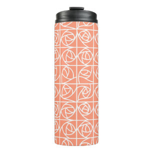 Art Deco Rose Squares Stylized Floral peach Thermal Tumbler