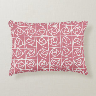 Art Deco Rose Squares Stylized Floral pink Accent Pillow