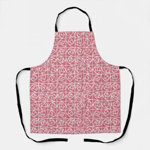 Art Deco Rose Squares Stylized Floral pink Apron