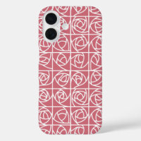 Art Deco Rose Squares Stylized Floral pink